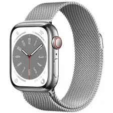obrázek produktu Apple Watch Series 8 GPS + Cellular 41mm Silver Stainless Steel Case with Silver Milanese Loop