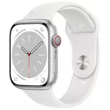 obrázek produktu Apple Watch Series 8 GPS + Cellular 45mm Silver Aluminium Case with White Sport Band - Regular