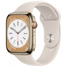obrázek produktu Apple Watch Series 8 GPS + Cellular 45mm Gold Stainless Steel Case with Starlight Sport Band - Regular