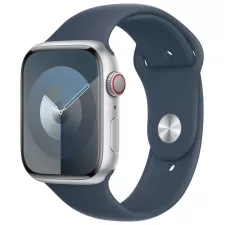 obrázek produktu Apple Watch Series 9 Cellular 45mm Stříbrný hliník s bouřkově modrým sportovním řemínkem S/M