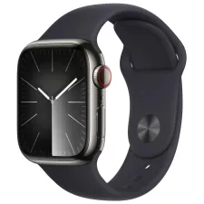 obrázek produktu Apple Watch Series 9 Cellular 41mm Grafitová ocel s temně inkoustovým sportovním řemínkem S/M