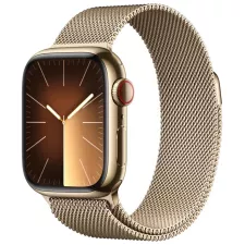 obrázek produktu Apple Watch Series 9 Cellular 41mm Zlatá ocel se zlatým milánským tahem