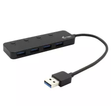 obrázek produktu i-tec USB HUB METAL/ 4 porty/ USB 3.0/ tlačítko On/Off pro zapnutí a vypnutí/ kovový/ černý