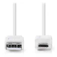 obrázek produktu NEDIS kabel USB 2.0/ zástrčka USB-A - zástrčka micro-B/ plochý/ bílý/ 1m