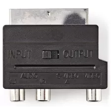 obrázek produktu NEDIS přepínatelný SCART adaptér / SCART zástrčka - S-Video zásuvka + 3x RCA zásuvka/ černý