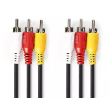 obrázek produktu NEDIS kabel AV/ konektory 3x RCA zástrčka - 3x RCA zástrčka/ černý/ 1,5m