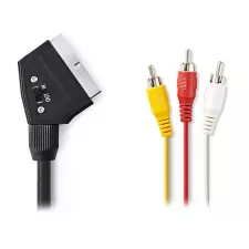 obrázek produktu NEDIS přepínatelný kabel SCART – RCA/ zástrčka SCART – 3× zástrčka RCA/ černý/ 2m