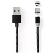 obrázek produktu NEDIS USB 2.0 kabel/ USB-A Zástrčka - USB micro-B zástrčka/USB-C zástrčka/ magnet konektory/ černý/ blistr/ 2 m
