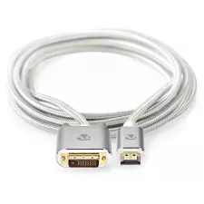 obrázek produktu NEDIS PROFIGOLD HDMI kabel/ konektor HDMI - DVI-D 24+1 zástrčka/ bavlna/ stříbrný/ BOX/ 2m