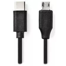 obrázek produktu NEDIS kabel USB 2.0/ zástrčka USB-C - zástrčka USB micro-B/ černý/ bulk/ 1m