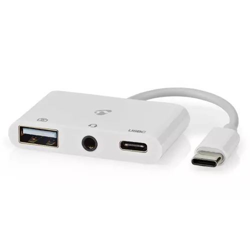 obrázek produktu NEDIS USB 2.0 multiport adaptér/ zástrčka USB-C/ zásuvka USB-A/ zásuvka USB-C/ zásuvka 3,5 mm/ 480 Mbps/ kulatý/ blistr