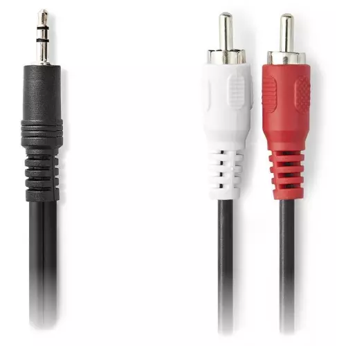 obrázek produktu NEDIS redukční stereo audio kabel s jackem/ zástrčka 3,5 mm - 2x zástrčka RCA/ černý/ bulk/ 5m