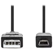obrázek produktu NEDIS kabel USB 2.0/ zástrčka USB-A - zástrčka USB Mini-B 5 pinů/ černý/ bulk/ 1m