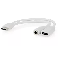 obrázek produktu NEDIS USB-C adaptér/ USB-C zástrčka - USB-C zásuvka / 3,5 mm jack zásuvka/ bílý/ blistr/ 10 cm