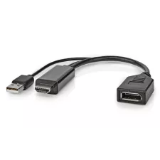 obrázek produktu NEDIS adaptérový kabel DisplayPort - HDMI/ zástrčka DisplayPort - zásuvka HDMI/ USB napájení/ 20cm/ černý