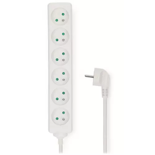 obrázek produktu NEDIS napájecí prodlužovací zásuvka/ úhlová/ 6x zásuvka/ bílá/ 1,5m