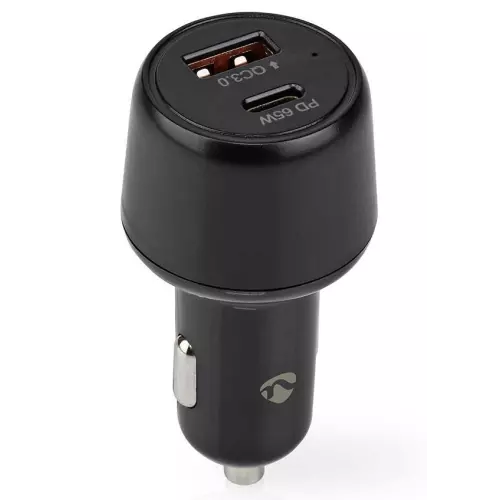 obrázek produktu NEDIS nabíječka do auta/ 65 W/ 12 - 24 V DC/ 3.25 A/ USB-A/ USB-C/ automatická volba napětí/  černá