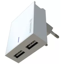 obrázek produktu Nabíječka cestovní SWISSTEN 2x USB, IC, 3A, + USB-C kabel, bílá