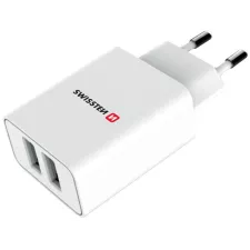 obrázek produktu Nabíječka cestovní SWISSTEN 2x USB, IC, 2.1A + Lighthing MFI kabel, bílá