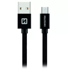 obrázek produktu DATOVÝ KABEL SWISSTEN TEXTILE USB / MICRO USB 0,2 M ČERNÝ