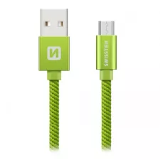 obrázek produktu SWISSTEN kabel USB microUSB textilní 2m 3A zelená
