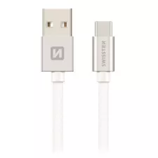 obrázek produktu Data kabel SWISSTEN Textile USB-C 1,2 m, stříbrná