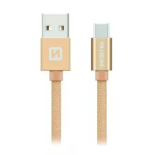 obrázek produktu SWISSTEN kabel USB USB-C textilní 2m 3A zlatá