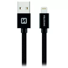 obrázek produktu DATOVÝ KABEL SWISSTEN TEXTILE USB / LIGHTNING MFi 1,2 M ČERNÝ