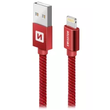 obrázek produktu DATOVÝ KABEL SWISSTEN TEXTILE USB / LIGHTNING MFi 2,0 M ČERVENÝ