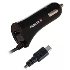 obrázek produktu Adapter CL SWISSTEN 1xUSB + kabel USB-C 2,4A 1m, černá