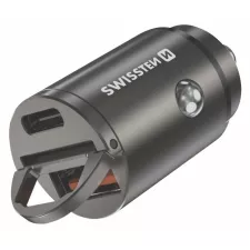 obrázek produktu SWISSTEN CL ADAPTÉR POWER DELIVERY USB-C + SUPER CHARGE 3.0 30W NANO STŘÍBRNÝ