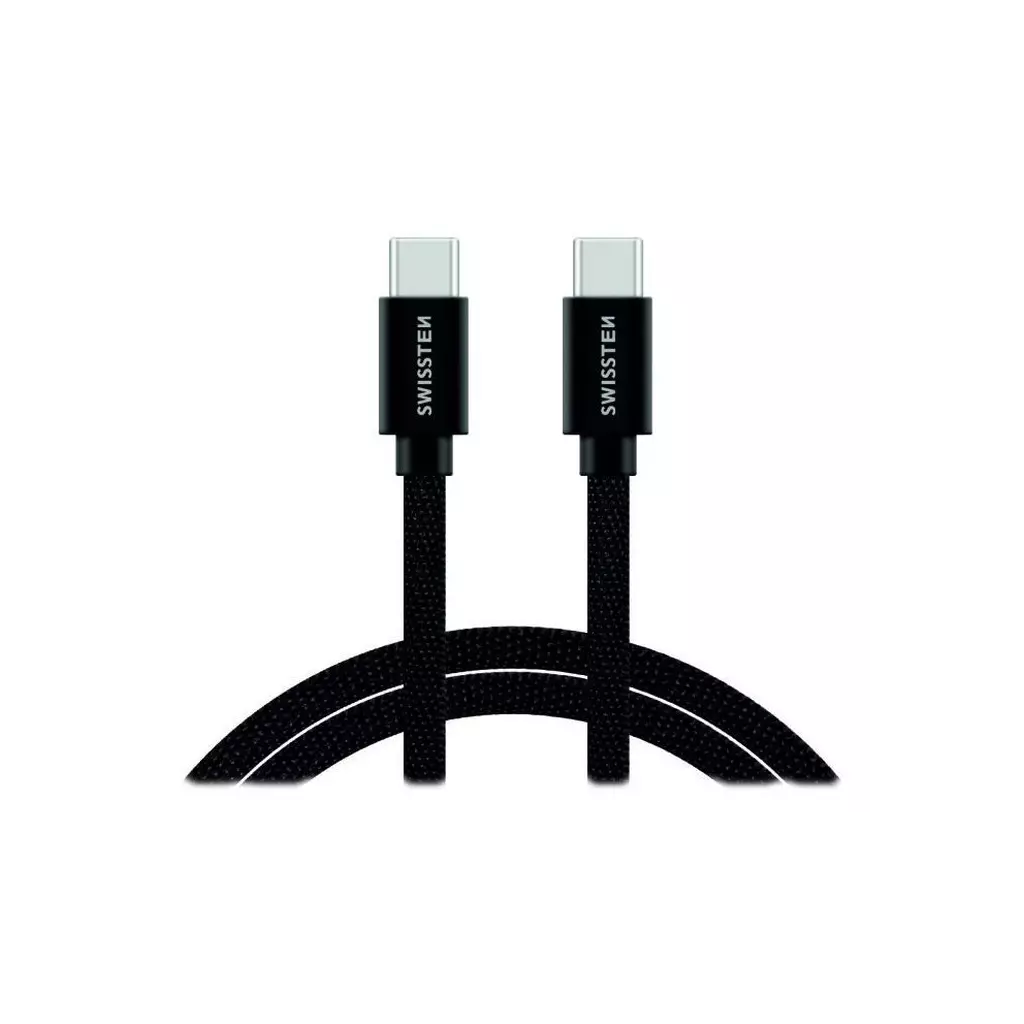 Obrázek produktu SWISSTEN kabel USB-C USB-C textilní 2m 3A černá (v