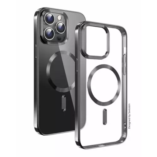 obrázek produktu Swissten POUZDRO CLEAR JELLY MagStick METALLIC PRO IPHONE 15 PRO MAX ČERNÉ