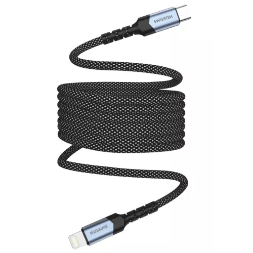 obrázek produktu Swissten magnetický datový kabel samonavíjecí usb-c / lightning 1 m