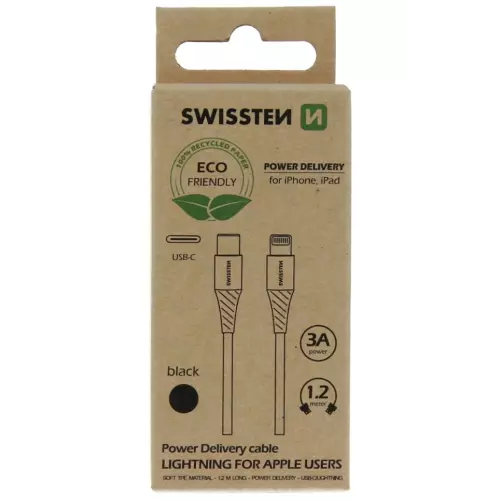 obrázek produktu Swissten datový kabelusb-c/lightning černý 1,2m  (eco balení)