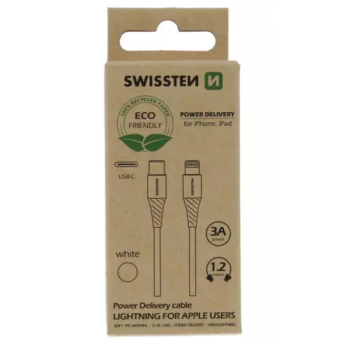 obrázek produktu Swissten datový kabelusb-c/lightning bílý 1,2m  (eco balení)