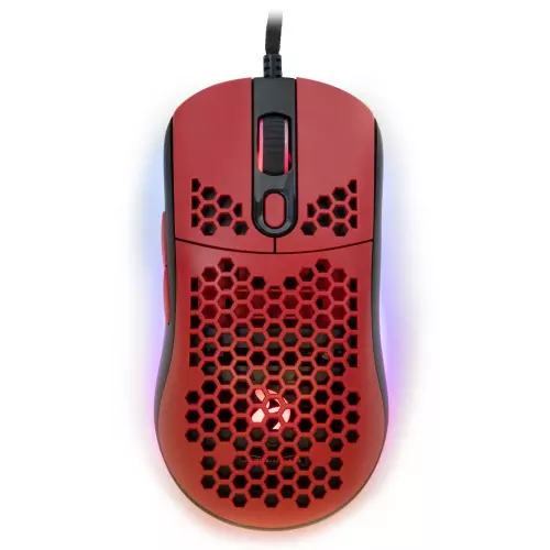 obrázek produktu AROZZI herní myš FAVO Ultra Light Black-Red/ drátová/ 16.000 dpi/ USB/ 7 tlačítek/ RGB/ černočervená