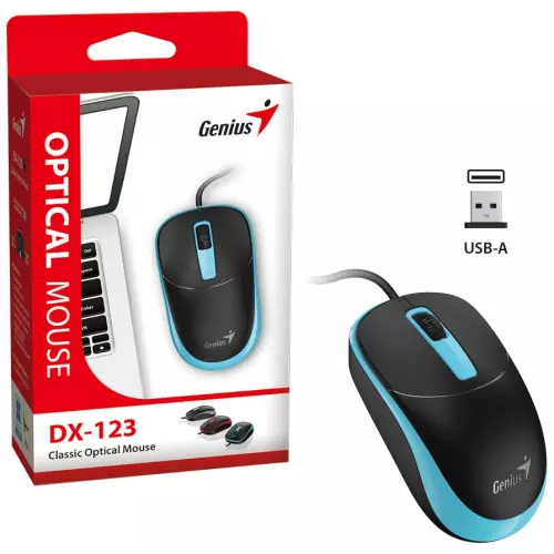 obrázek produktu GENIUS DX-123 Ocean Blue/ drátová/ 1200 dpi/ USB/ černomodrá