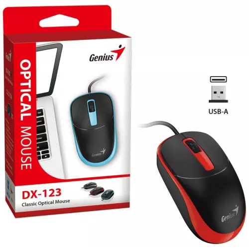 obrázek produktu GENIUS DX-123 Sunshine Red/ drátová/ 1200 dpi/ USB/ černočervená
