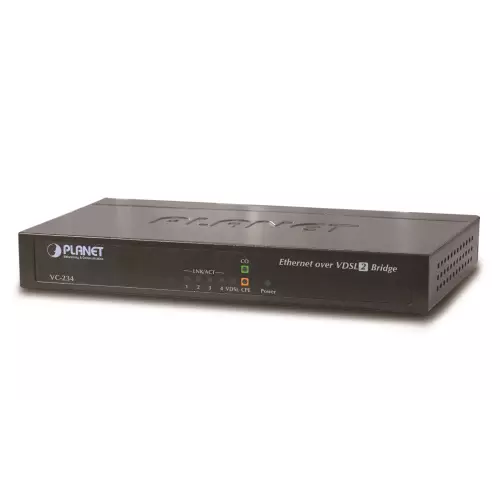 obrázek produktu Planet VC-234 Ethernet po VDSL bridge, 4x 10/100/1000 RJ45 na pár VDSL/VDSL2, do 1,4km, 30a profil