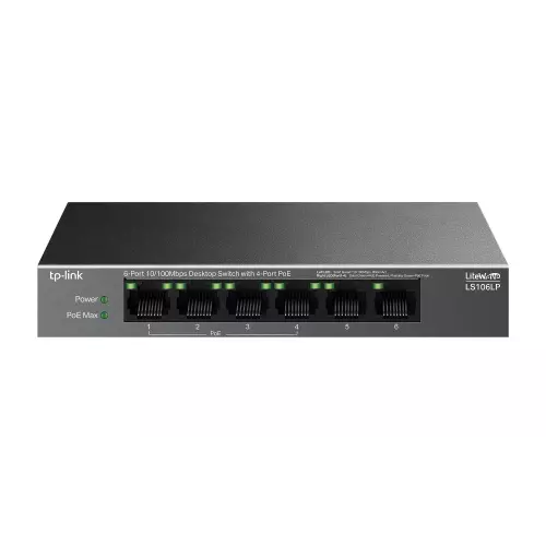 obrázek produktu TP-Link LS106LP Switch 2x LAN, 4x LAN s PoE, 41W