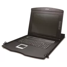 obrázek produktu Planet KVM-210-08M, KVM konzole s LCD 17", ovládání 8x PC, PS2/USB, 1U/19" instalace, touchpad
