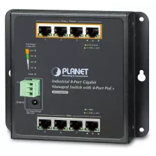 obrázek produktu Planet WGS-804HPT plochý L2 switch, 8x1Gb, 4x PoE 802.3at 144W, 48-54VDC, -40~75°C, IP30, fanless