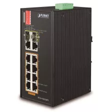 obrázek produktu Planet IFGS-1022HPT průmyslový PoE switch, 8x100Mb + 2x1Gb/SFP, PoE 802.3at 30/240W, -40až75°C, dual 48-54VDC, IP30