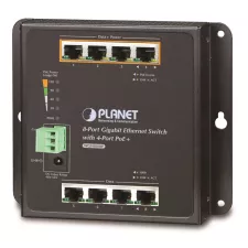 obrázek produktu Planet průmyslový plochý switch 8x 1Gb, 4xPoE 30/120W, dual 48-56VDC, IP30, -40/75st, fanless