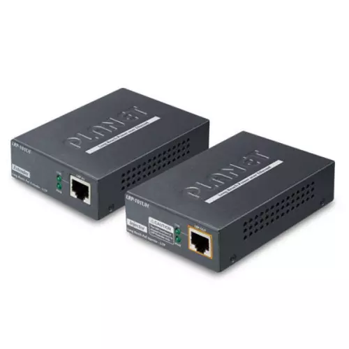 obrázek produktu Planet LRP-101U-KIT, UTP PoE extender 10/100Base-TX, IEEE802.3at-30W,EFT+ESD, dosah 500m, -20 až 70°C