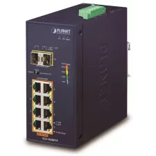 obrázek produktu PLANET IP30 Ind 8-P 10/100/1000T Nespravované Gigabit Ethernet (10/100/1000) Podpora napájení po Ethernetu (PoE) Modrá