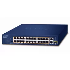 obrázek produktu PLANET 24-Port 10/100TX 802.3at PoE Nespravované Gigabit Ethernet (10/100/1000) Podpora napájení po Ethernetu (PoE) 1U Modrá