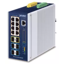 obrázek produktu PLANET Industrial L3 8-Port Řízený Gigabit Ethernet (10/100/1000) Podpora napájení po Ethernetu (PoE) Hliník, Modrá