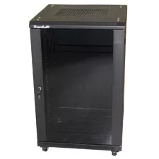 obrázek produktu XtendLan 22U/600x600 stojanový, černý, skleněné dveře, plná záda